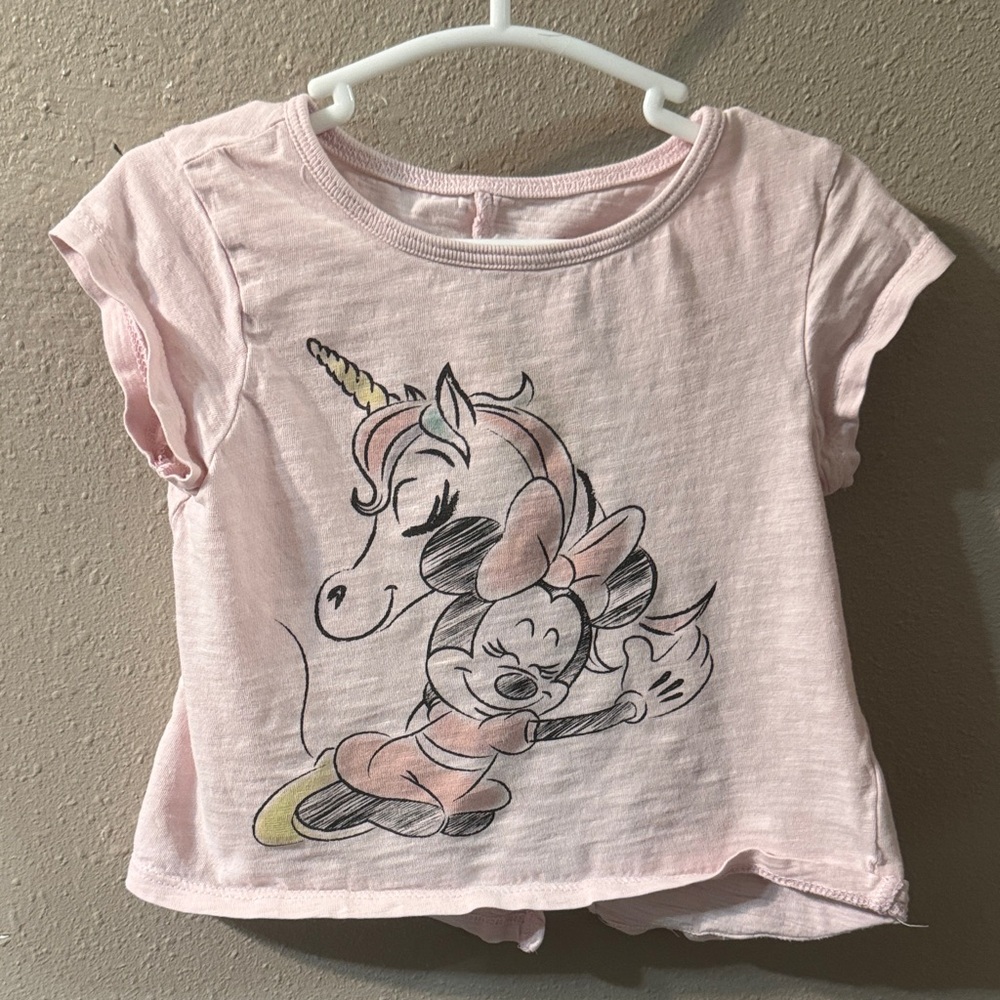 Pink Kids Unicorn and Minnie Mouse T-Shirt